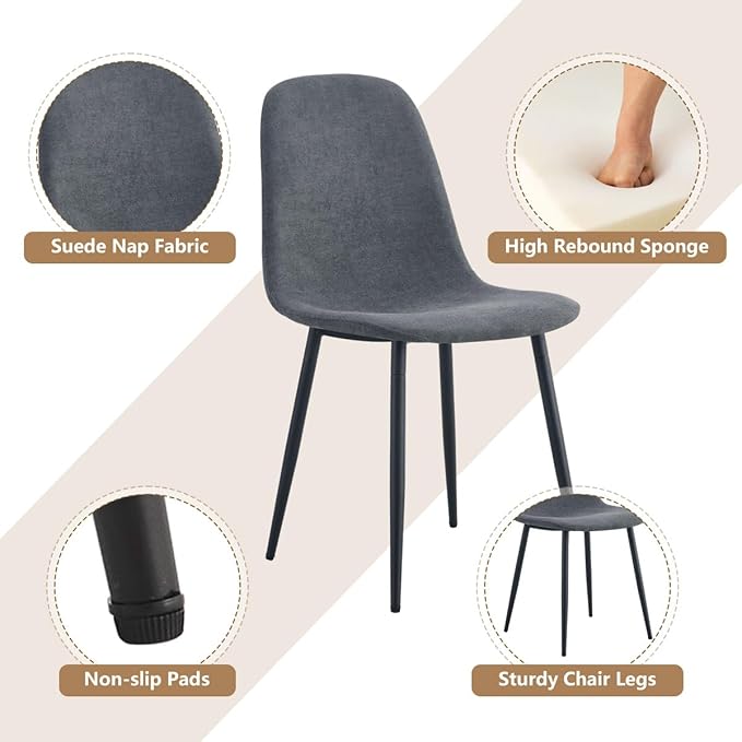 Dining Table Set for 6，Dinner Table Set for 6，55'' Kitchen Table and Suede Nap Fabic Chairs Set of 6，7 Piece Dining Table Set for Kitchen Dining Room