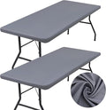 homing 2 Pack Rectangle Table Cloth, Elastic Fitted Fabric Tablecloth Fits for 6 Foot Folding Tables, Washable Table Cover for Picnic, Camping, Indoor & Outdoor (Grey, 30" x 72")