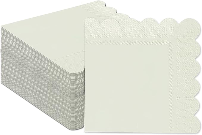 qiqee Apricot Grey Cocktail Dinner Napkins 5x5inch Disposable Beverage,Wedding, Birthday Party Dessert Wave Paper Napkins(120 Count)