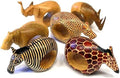 Mahogany Wood Animal Napkin Rings - Set of Six