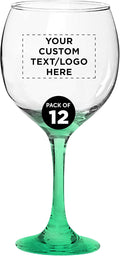 Custom Premiere Wedding Wine Glasses 20.5 oz Set of 12, Personalized Bulk Pack - Restaurant Glassware, Perfect for Red Wine or White Wine - Green