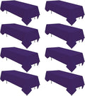 8 Pack Purple Tablecloth 60 x 126 Inch Rectangular Table Cloth for 8 Foot Rectangle Tables, Wrinkle Resistant Washable Rectangle Fabric Table Covers for Wedding Party Banquet Buffet and Camping
