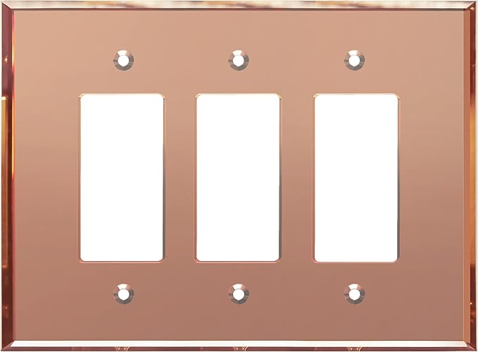 LIDER Reflective Acrylic Decorator Wall Plate, Mirrored Light Switch Plate, Plexiglass Outlet Cover, Acrylic Glass, Oversized 3-Gang 5.25" x 7.06", LWP-33O-ARG, Rose Gold