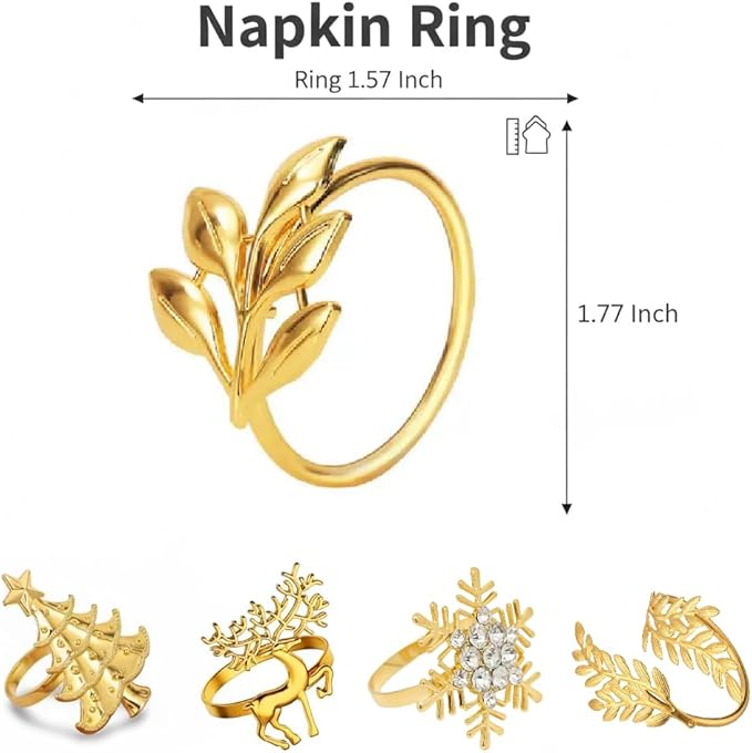 100 Pcs Gold Napkin Rings Bulk Delicate Napkin Holder for Dining Wedding Party Banquet Table Decroration Christmas and Daily Use