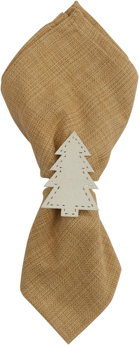 Park Designs Cream Tree Napkin Ring Set of 4 | 1.75" Metal Napkin Holders | Holiday Tree Cutout Design | Elegant Cream Christmas Table Decor | Durable Reusable Dining Accessory for Festive & Everyday