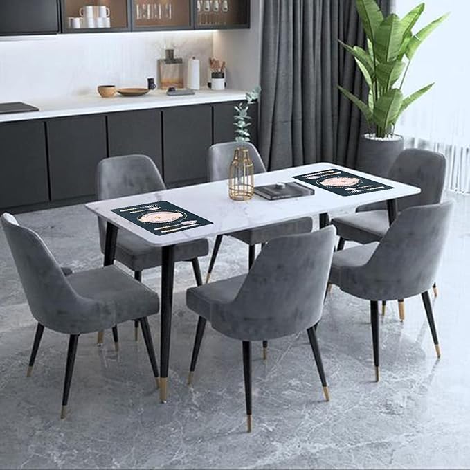 Placemats for Dining Table Set of 6,Design-Classic Faux Leather Eco-Friendly Place Mats,Waterproof&Stain Resistant Table Mats,Washable,Heat-Resistant,Non-Slip for Dining Table Decor (Navy, 6)