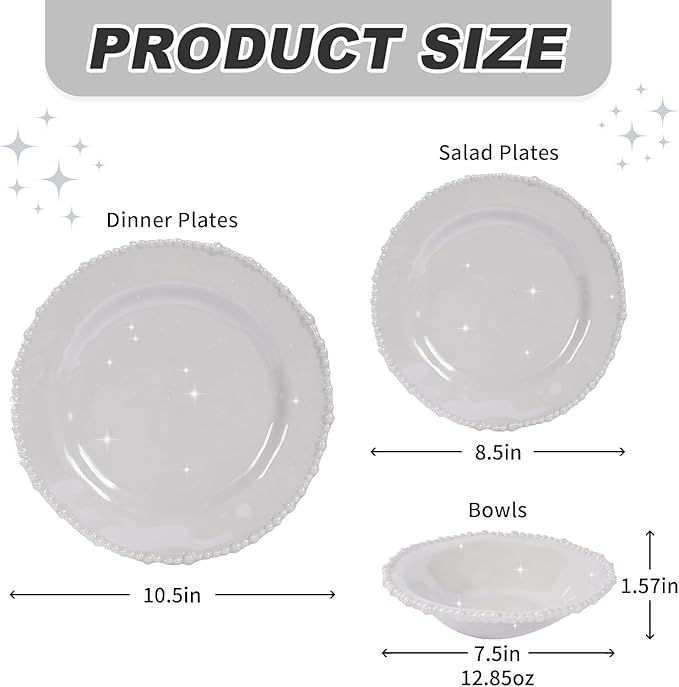 Grey Pearl 12-Piece Melamine Dinnerware Set - Unbreakable Plastic Plates & Bowls, Service for 4, Dishwasher Safe, Lightweight Shatterproof Tableware for Indoor/Outdoor Use