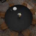 Round Table Pad,1.8mm Thick,Dia.45 Inch,Round Leather Table Cover,Round Table Protector,Round Dining Table Protector,Round Table Top Protector.(Dia.45,Black+Black)