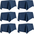 PureFit 6 Pack Rectangle Navy Blue Table Cloths 60 x 126 Inch for 6Ft Tables, Stain and Wrinkle Resistant Table Linens for Home Use, Wedding, Party, Banquet and Campingc