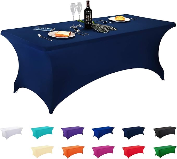 LZY Spandex Fitted Stretch Table Cover for 6 ft or 4ft or 8ft Folding Table, Rectangular Cocktail Tablecloth, Perfect for Party or Banquet