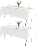BIGTONE 2 Pack Polyester Tablecloth White 60 x 102 Inch, Wrinkle Resistant Table Cloth for 6 Feet Rectangle Tables, Stain and Washable Table Cover for Dinning Wedding Banquet Restaurant Party