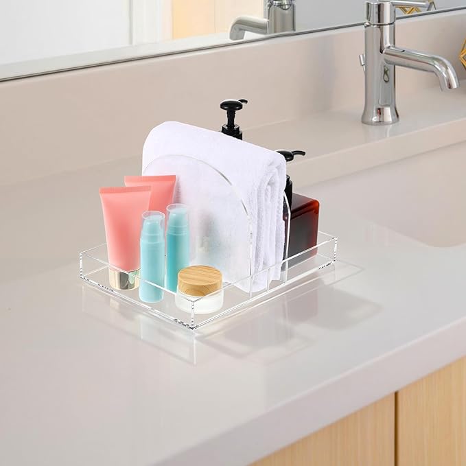 Acrylic Napkin Holder, Rotating Clear Napkin Dispenser for Salt and Pepper Holder Tray, Acrylic Tissue Box for Dining Table Decor, Kitchen, Bar, Restaurant