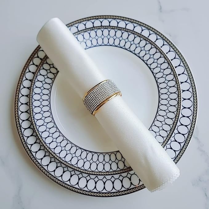 Gold Napkin Rings Set of 24, Silver Diamond Napkin Holder for Dining, Metal Napkin Ring Holders, Wedding,Modern Ring Holder Serviette Buckles,Party of Table Setting Home Decor