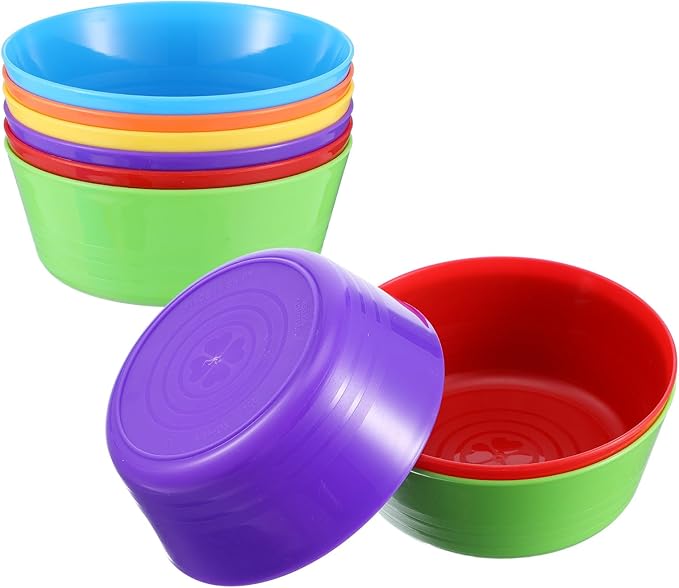 24 Pack Plastic Bowls, 11 Oz Colorful Toddler Bowl Set, BPA Free Small Dessert Bowls Unbreakable Small Snack Cereal Bowl, Dishwasher Safe, 6 Assorted Colors