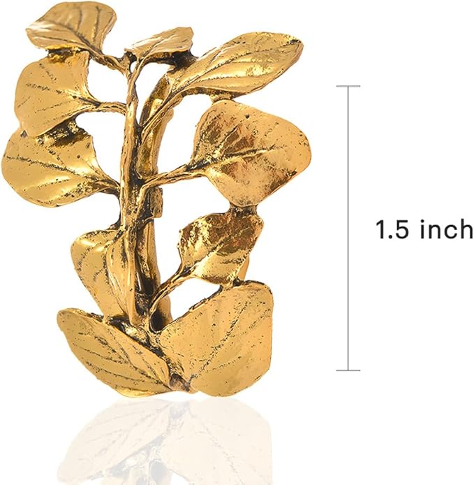 Decozen Set of 4 Gold Napkin Rings in Leaf Design, Festive, Table Decor Setting for Holiday, Wedding, Birthday, Kitchen, Home Decor, Housewarming Gift - Mothers Day Decorations