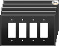 LIDER Reflective Acrylic Decorator Wall Plate, Mirrored Light Switch Plate, Plexiglass Outlet Cover, Acrylic Glass, Oversized 4-Gang 5.25" x 8.88", LWP-34O-ABK5P, Black, 5 Pack