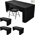 Nasitos 4 Pack Fitted Black Tablecloths for 6 foot Rectangular Tables-Washable and Wrinkle Resistant Trade Show Table Cover, Open Back Folding Table Cloth for Craft Show, Parties, Events, Vendor Booth