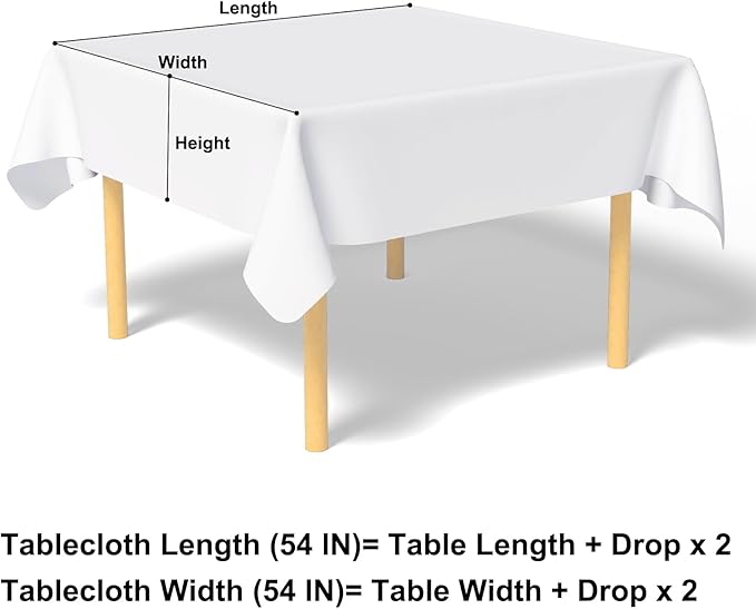 misaya Square Waterproof Vinyl Table Cloth, Buffalo Flannel Backed Tablecloth, Wipeable Plastic Table Cover for Valentine's Day, Dinner, Kitchen, Outdoor (54" x 54", Pink and White)