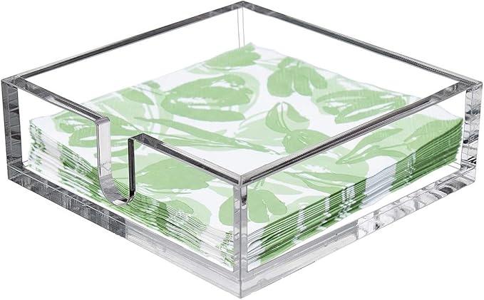 CY craft Acrylic Cocktail Paper Napkin Holder,Decorative Clear Cocktail Napkin Caddy Beverage Napkin holder,Pack of 1