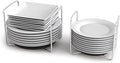 Adjustable Dish Rack for Kitchen Counter - Bamboo Plate Holder Organizer for Cabinet Wooden Bowl Organizer Stainless Steel Plate Stand Storage for Kitchen Drawer Countertop Cupboard Shelf RV
