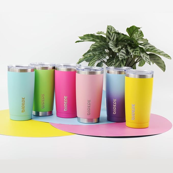 BJPKPK 20oz Tumbler with Lid and Straw Stainless Steel Tumbler Cup Vacuum Insulated Double Wall Travel Coffee Mug,Green