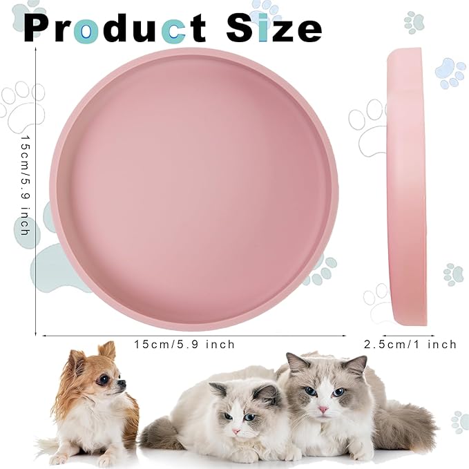 Silicone Dog Bowl Shallow Cat Food Bowls, 6 Inch Wide Cat Bowls Whisker Friendly, No Spill Less Mess Dog Plates for Dry and Wet Food, Set of 2 Puppy Bowls for Small Dogs and Cats