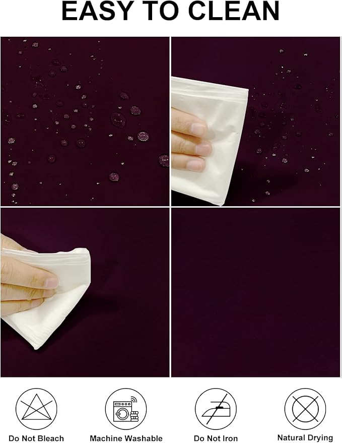 Fokitut 2 Pack Waterproof Rectangle Tablecloth, 90x132 Inch,Stain Resistant and Wrinkle Polyester Table Cloth, Fabric Table Cover for Kitchen Dining, Wedding, Party, Holiday Dinner-Eggplant