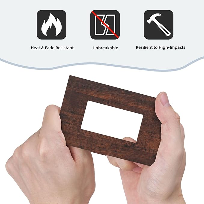 Outlet Covers Brown Red Rustic Wood Grain Retro Farmhouse 1 Gang Wall Plate Single Rocker Light Switch Cover Decorative GFCI Receptacle Electrical Switchplate for Farmhouse Cabin Decor（2 Pack）