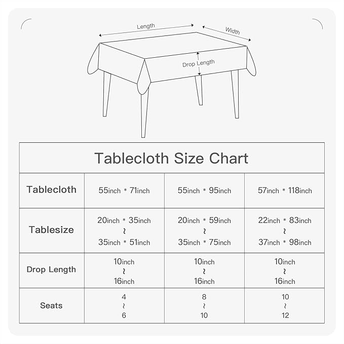BALCONY & FALCON Rectangle Tablecloth Waterproof and Stain-Resistant Oxford Table Cloth Machine Washable Table Cover for Weddings Holidays Restaurants Parties and Gardens(White, 55x95)