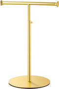 niffgaff T Bar Purse Display Stand Tabletop: Adjustable Height Handbag Holder, Countertop Hanging Rack for Long Necklace Scarf Lanyard, Gold