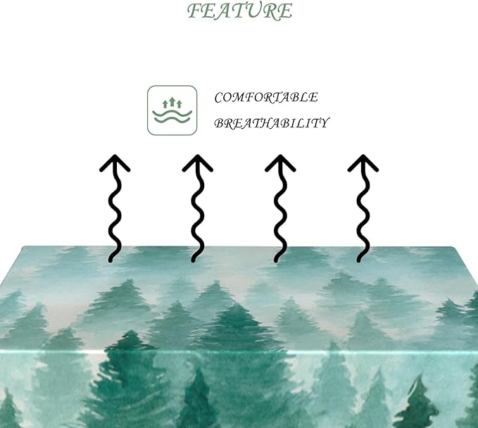 60x84 Inch Nature Rectangular Tablecloth Watercolour Pine Forest Fairyland Table Cloth Waterproof Durable Table Cover for Holiday Picnic Gaming Room BBQ Decor