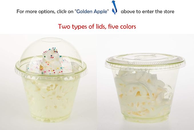 Golden Apple, 9oz-50sets Green Plastic Cups with Clear Flat no Hole lids…