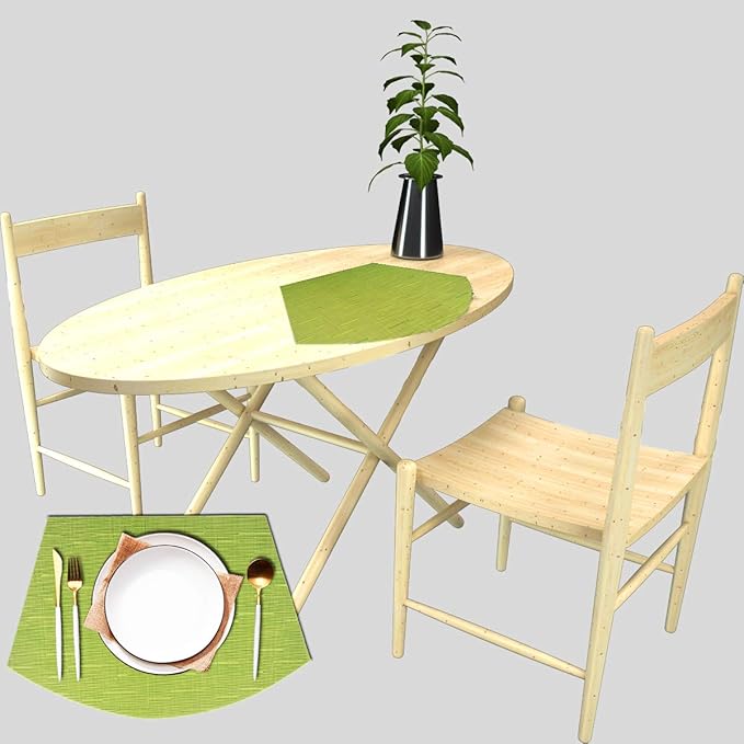 PIGCHCY Wedge Shaped Placemats for Dining Table Washable Vinyl Placemats Heat Resistant Table Mats Set of 4 (Sage Green)