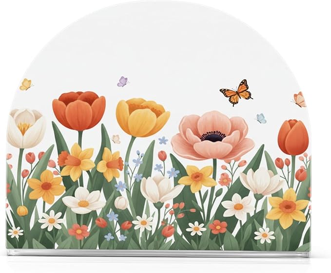 Tulips Daffodils Spring Flowers03 Napkin Holder for Table Kitchen Decor Acrylic Paper Napkin Holders for Tissue Dining Room Indoor Outdoor Party Holiday Accessories