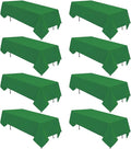 8 Pack Green Table Cloth 60 x 126 Inch Rectangular Tablecloth for 8 Foot Rectangle Tables, Wrinkle Resistant Washable Rectangle Fabric Table Covers for Wedding Party Banquet Buffet and Camping