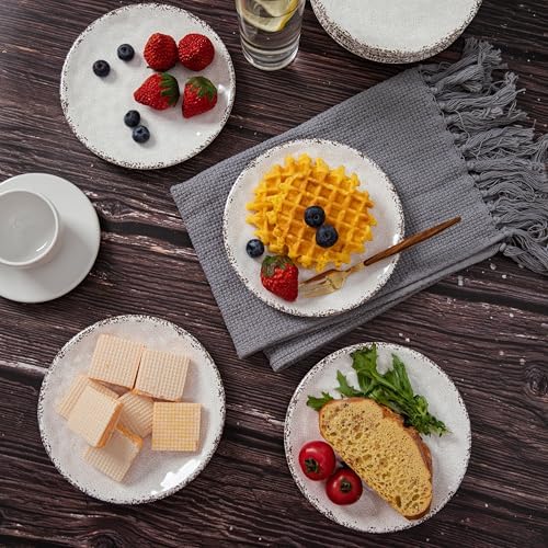 Farmhouse Melamine 6 Inch Appetizer plate, Small Serving Dinnerware/Snack/Party/Kitchen/Dinner/Dessert Plates, Set of 8, White - Image 3