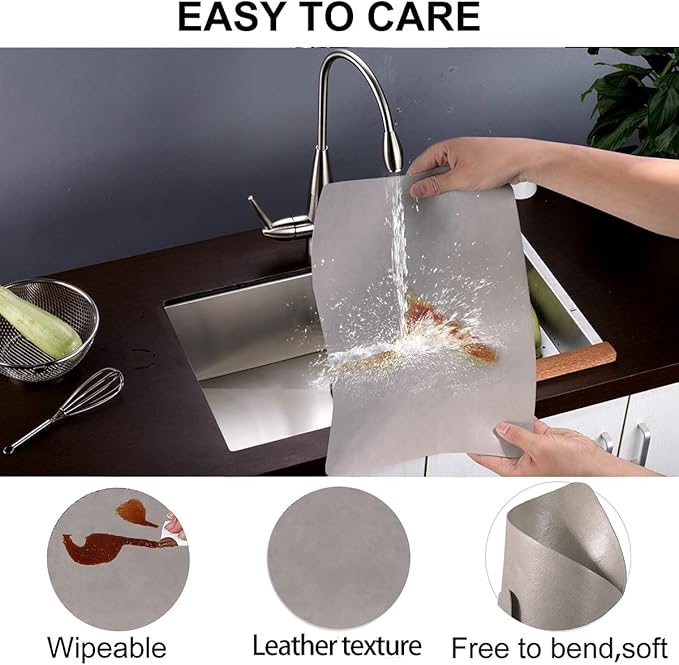 Placemats for Dining Table Set of 4,Design-Classic Faux Leather Eco-Friendly Place Mats,Waterproof&Stain Resistant Table Mats,Washable,Heat-Resistant,Non-Slip for Dining Table Decor (Grey,4)