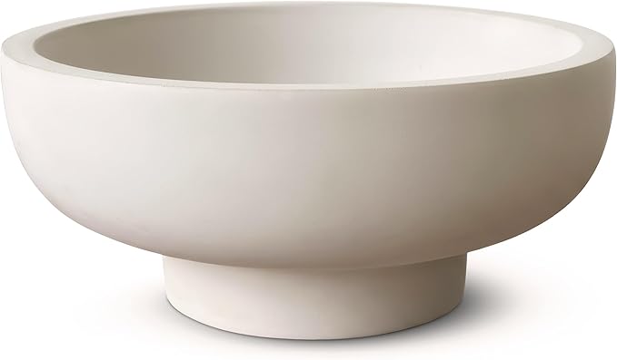 Handmade Concrete Bowl - 10x5x4.25 Inch Decorative Centerpiece Bowl for Fruits, Coffee Table, Kitchen Counter, Entryway or Shelf - Modern Minimalistic Decor (Light Gray)
