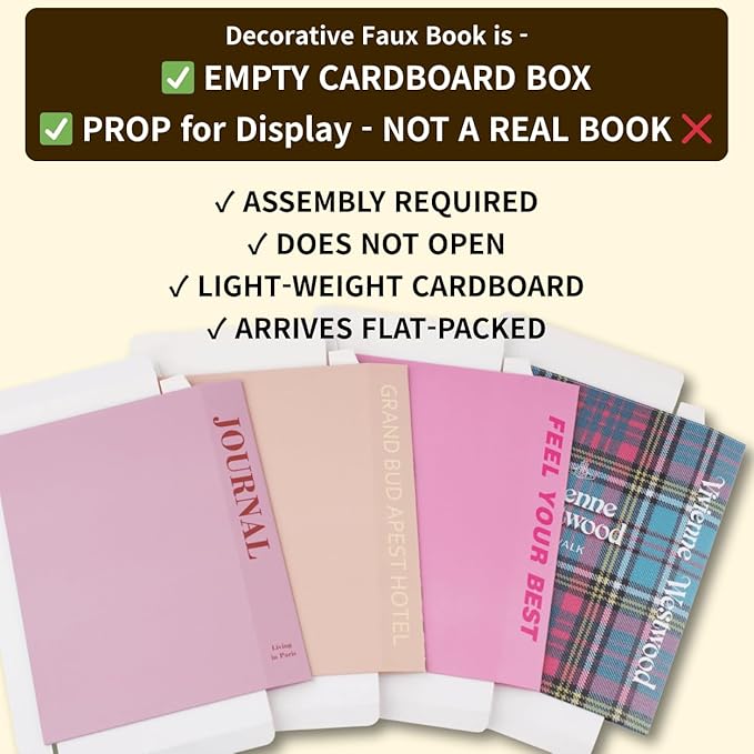 Velvet Medium | 4 PCS Faux Decorative Books for Home Decor | Not Real Books (Cardboard Boxes) | Coffee Table, Shelf Styling & Modern Aesthetic Accent Pieces for Living Room, Office