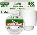 Betta 5 Oz Disposable Plastic Small Dessert Bowls, White, 800 Count, Bulk Case for Schools, Breakrooms and Cafeteria, Microwave Safe (8 Pack Per Box x100)