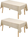 Hiasan 2 Pack Faux Linen Square Tablecloth - Wrinkle and Stain Resistant Washable Table Cloth for Kitchen Dining Room Holiday Table Cover for Party Dinner, Beige, 60 x 60 Inch