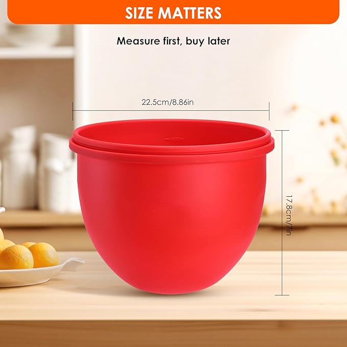 Silicone Mixing Bowl Liners Suitable for 5 Qt Tilt-Head Kitchen mixer, Non-Stick 5-Gallon Mixer Silicone Liner Set - Easy to Clean, Replacement Accessories Baking Cooking, 2 Liners + Lids Included