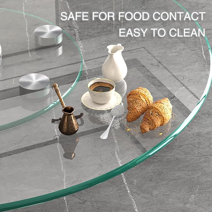 36" Glass Lazy Susan for Dining Table with 6 Rotating Wheels Table Top Centerpiece Kitchen Turntable Large Round Silent & Smooth Spin (Φ 36 Inch)