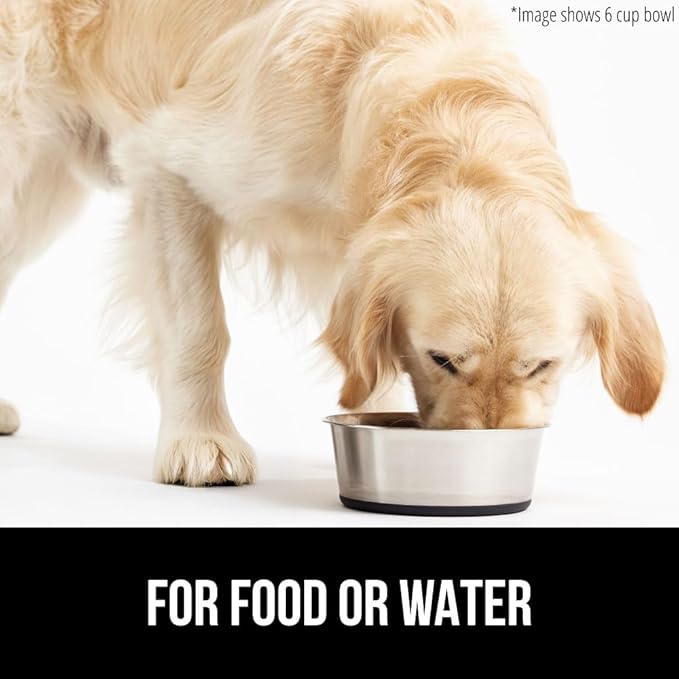 GORILLA GRIP Set of 2 Dog Bowls, Holds 8 Cups (64 fl oz), Heavy Duty Metal Food and Water Bowl for Feeding Dogs and Cats, Dishwasher Safe, Rust Resistant Stainless Steel, BPA Free Rubber Base, Black