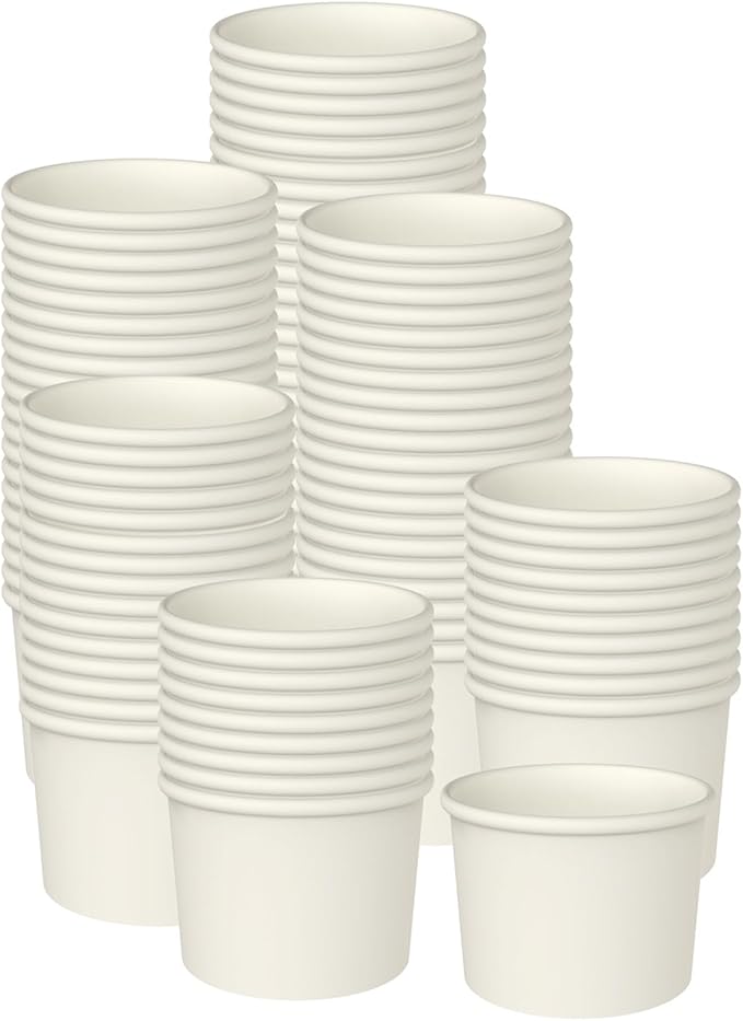 Axe Sickle 200 Pcs 4 Ounce Paper Ice Cream Cups Disposable Dessert Bowls for Hot or Cold Food, Sundae, Frozen Yogurt, Soup, White