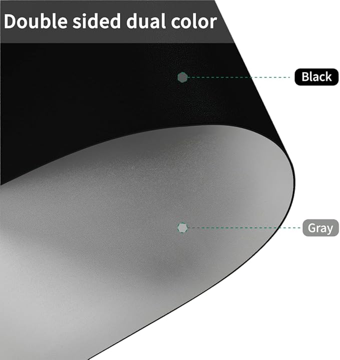 Round Table Pad,1.8mm Thick,Dia.51 Inch,Round Leather Table Cover,Round Table Protector,Round Dining Table Protector,Round Table Top Protector.(Dia.51,Black+Gray)