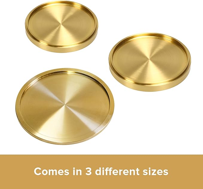 Heavy Brass Coasters for Drinks (6-Pack) - Solid Bronze Gold Coasters - Classy MCM Style Premium Coaster Set - 5 Star Hotel Table & Bar - Board Room Elegant Copper Cup Holder - L