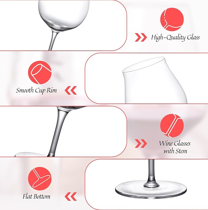 KAMMAK Wine Glasses Set of 2, 27 oz Hand Blown Crystal Bordeaux Wine Glasses, Thin Rim & Long Stem, Perfect for Red & White, Daily Use, Wedding Anniversary or Birthday Gift with Gift Box, XY030