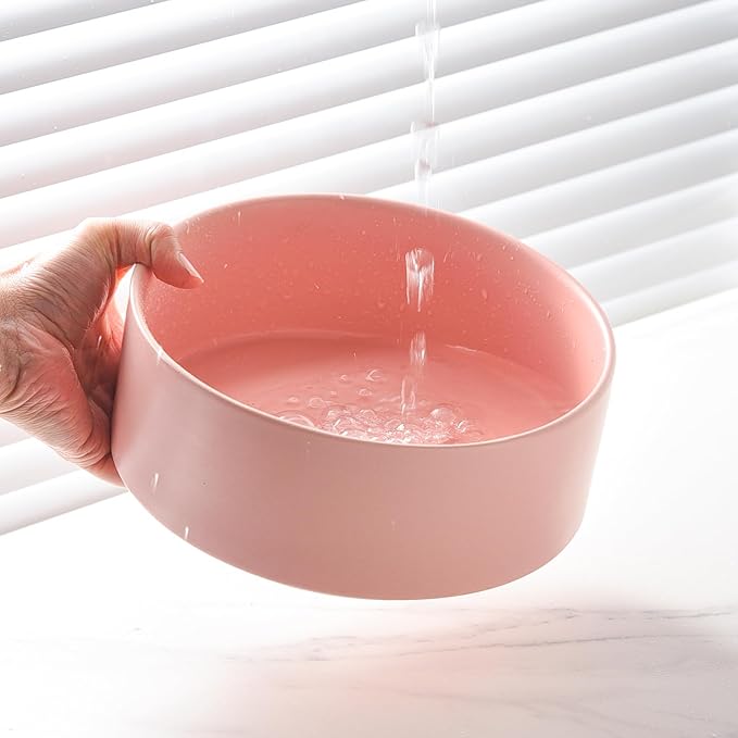 8'' Ceramic Dog Bowl - 70Oz Classic Dogs Food & Water Bowl for Medium and Large Breeds, Heavy-Duty Non-Slip Dog Dish, Food Grade Stoneware Pet Bowl, Dishwasher & Microwave Safe, Pink