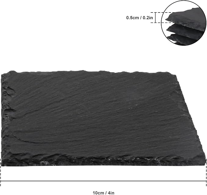 30 Pack 4 Inch Square Slate Coasters,Black Stone Coasters with Anti-Scratch Bottom, Ideal for Home Decor, Bar, Housewarming Gifts, and Laser Engraving KUKLIPJIM
